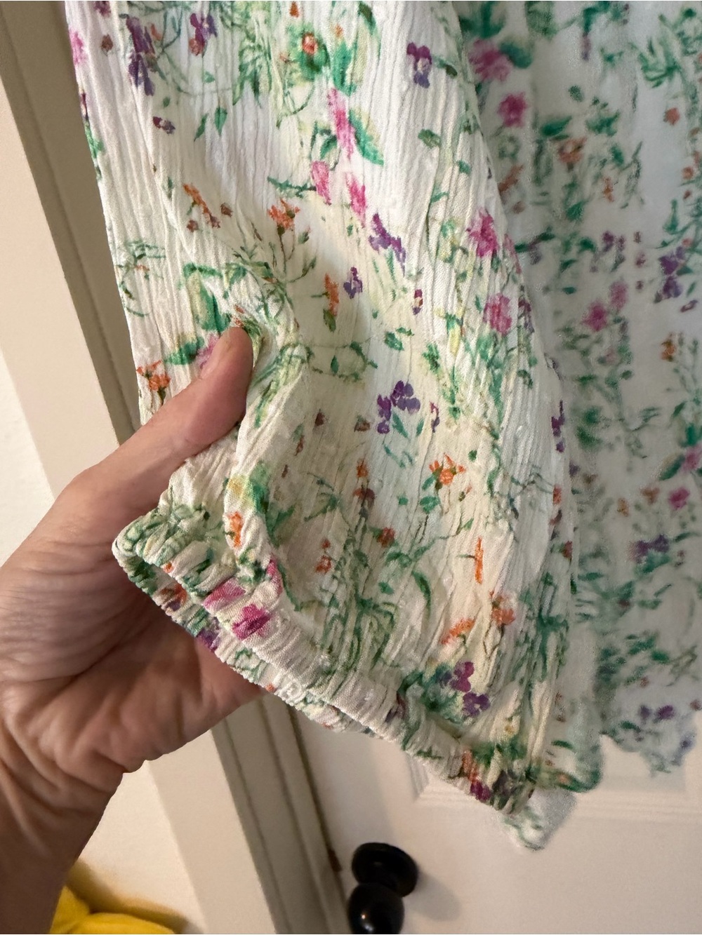 Rose & Olive Cream Floral Crochet-Yoke Peasant Blouse Flowy - Picture 4 of 9